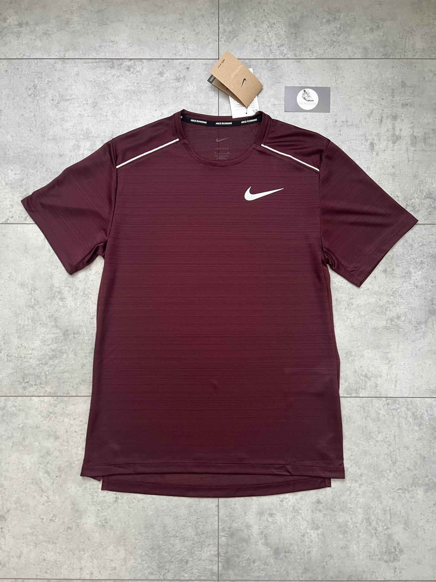 Nike Miler T-shirt & 7” Challenger Short Set ‘Burgundy Crush/Black’