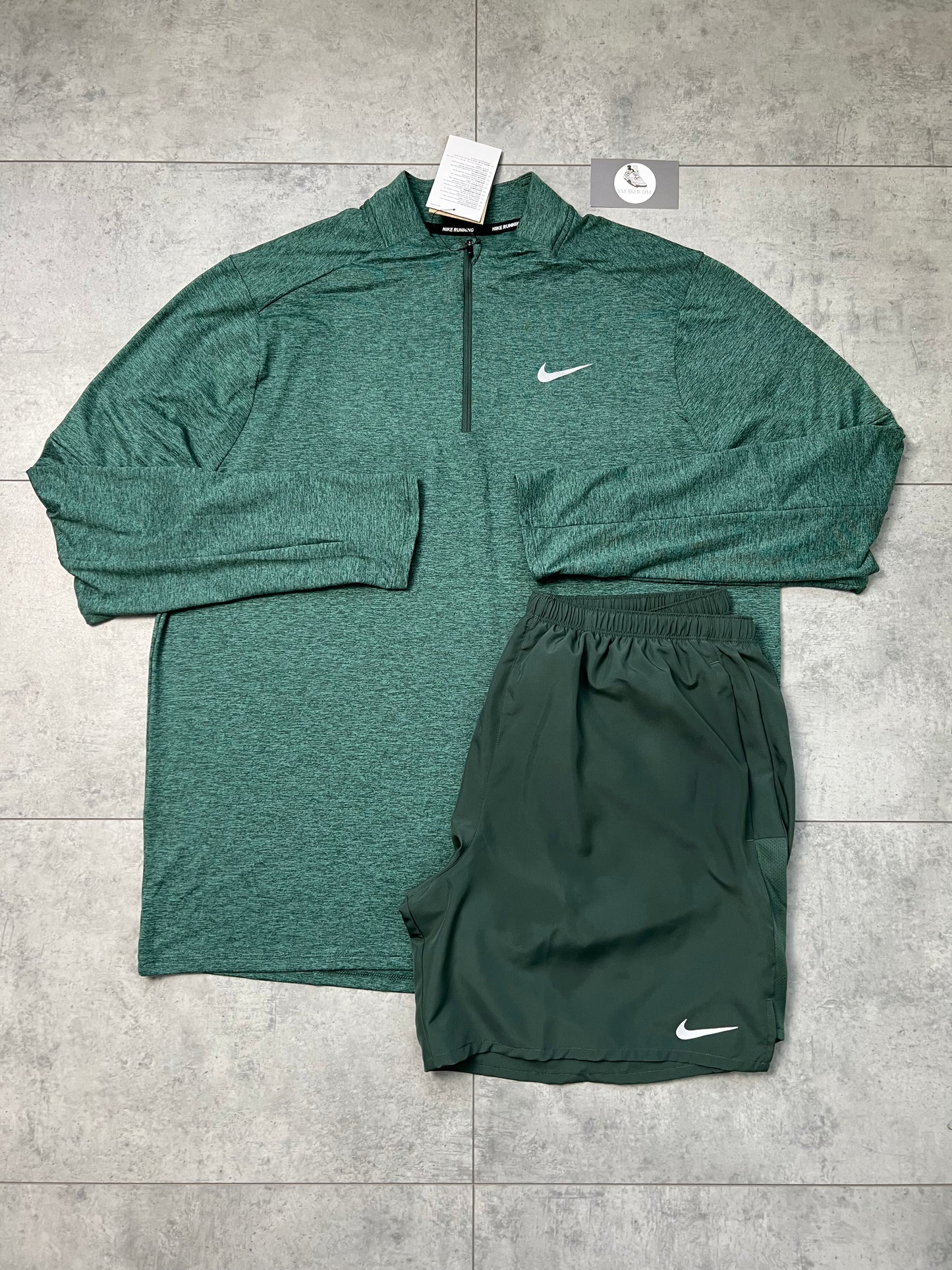 Nike Quarter Zip & 7” Challenger Short Set ‘Vintage Green’