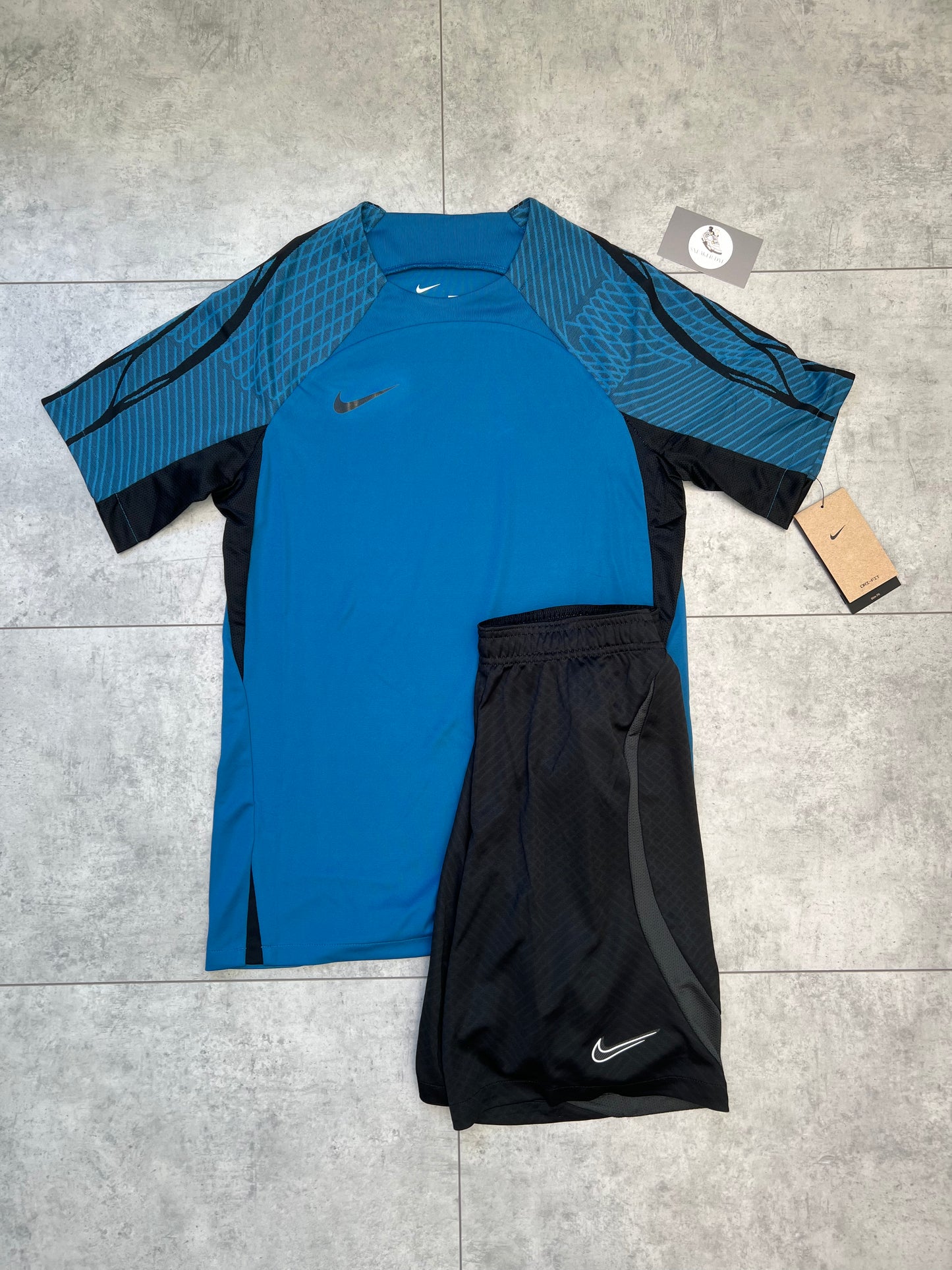 Nike Strike Dri Fit Slim Fit T-shirt & Shorts Set ‘Industrial Blue/Black’