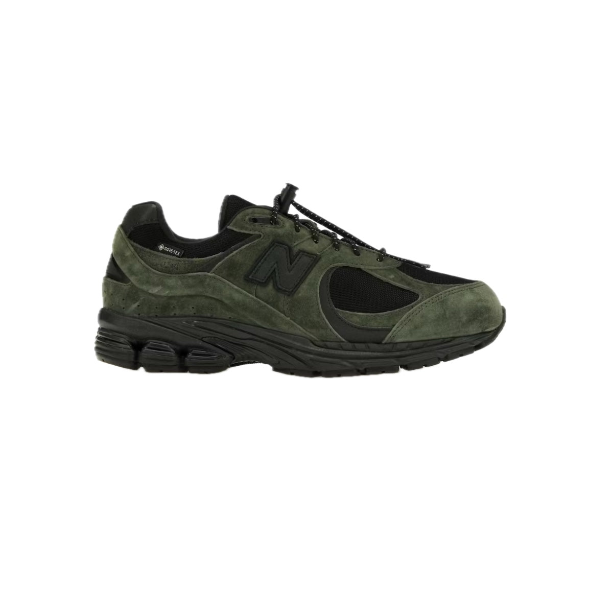 New Balance 2002R Gore-Tex JJJJound Pine – green waterproof sneaker with suede and mesh upper, Gore-Tex protection, and JJJJound branding.