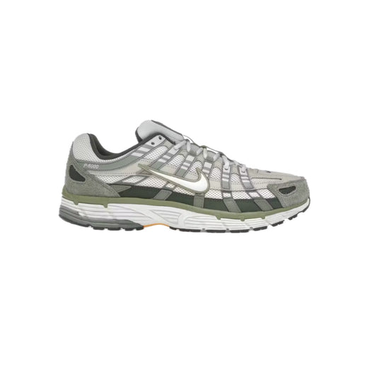 Side view of Nike P-6000 ‘Light Army Cargo Khaki’ – olive green and khaki mesh sneaker with layered synthetic overlays and retro running design. Available now at Sneaker Dyl.