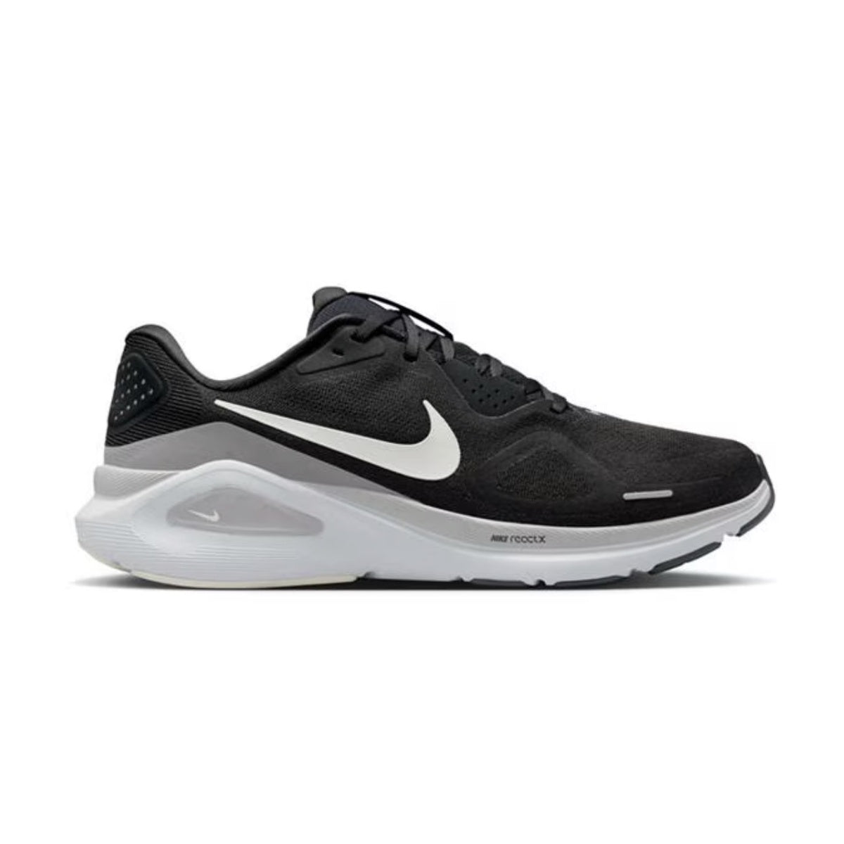 Nike Structure 26 Anthracite Sail Light Smoke Grey running trainers, side profile facing right on white background – HJ1102-005