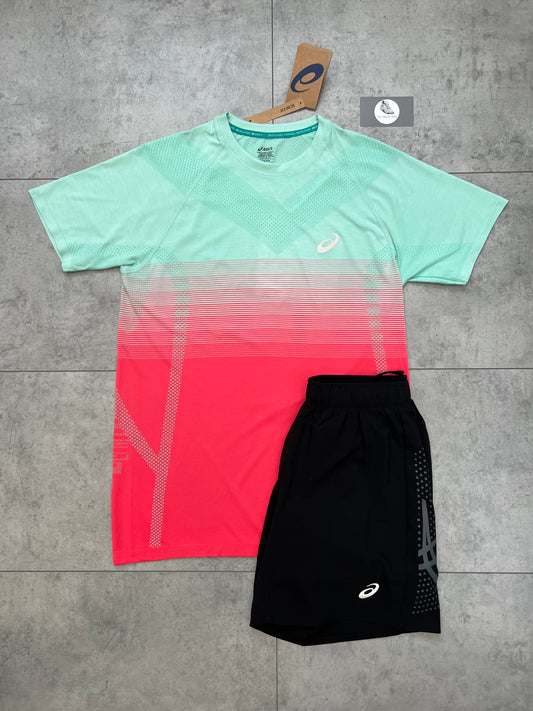 ASICS ‘Coral Reef/Black’ Seamless Short and T-shirt Set