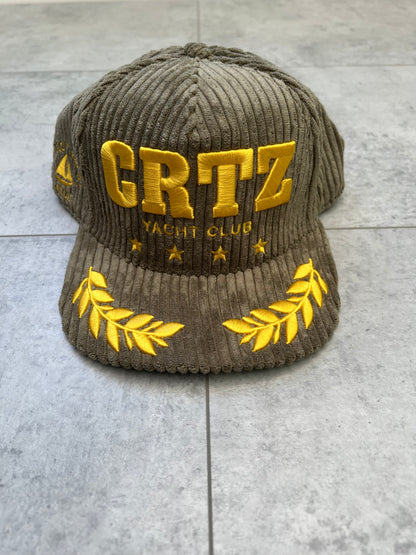 Corteiz Soho Yacht Club Corduroy ‘Khaki/Yellow’ SnapBack Hat