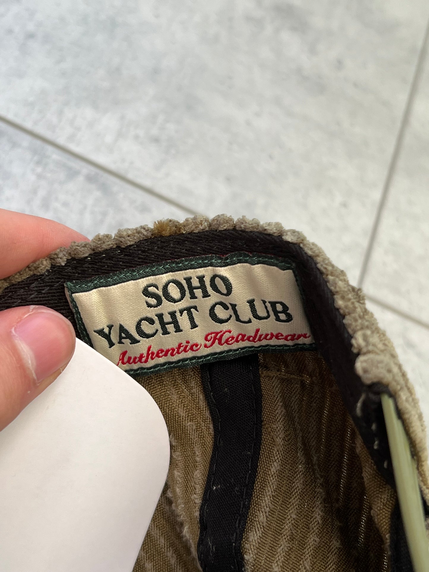 Corteiz Soho Yacht Club Corduroy ‘Khaki/Yellow’ SnapBack Hat