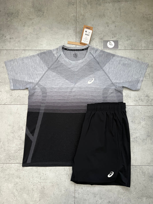 ASICS ‘Black/Grey’ Seamless Short and T-shirt Set