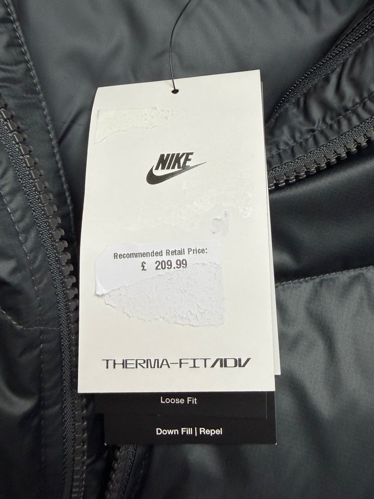 Nike Therma Fit ADV Down Fill Zip Puffer Jacket Coat ‘Black/Grey’