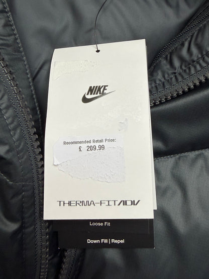 Nike Therma Fit ADV Down Fill Zip Puffer Jacket Coat ‘Black/Grey’