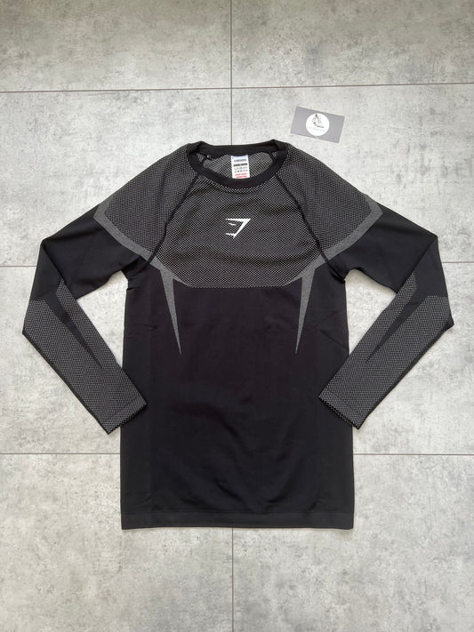 Gymshark Onyx 5.0 Seamless Long Sleeve T-Shirt - ‘Black/Light Grey’