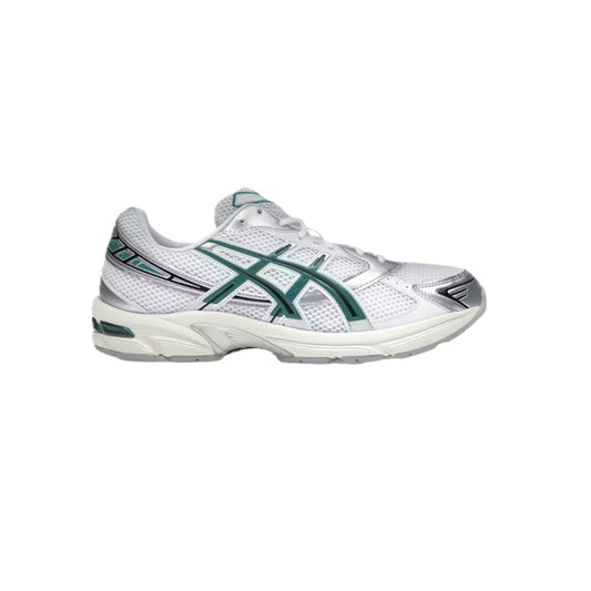 ASICS Gel-1130 White Rainy Lake sneaker – white and blue retro running shoe with mesh upper and GEL sole.