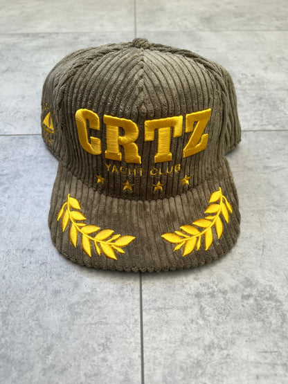 Corteiz Soho Yacht Club Corduroy ‘Khaki/Yellow’ SnapBack Hat