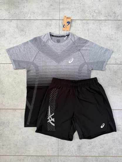 ASICS ‘Black/Grey’ Seamless Short and T-shirt Set