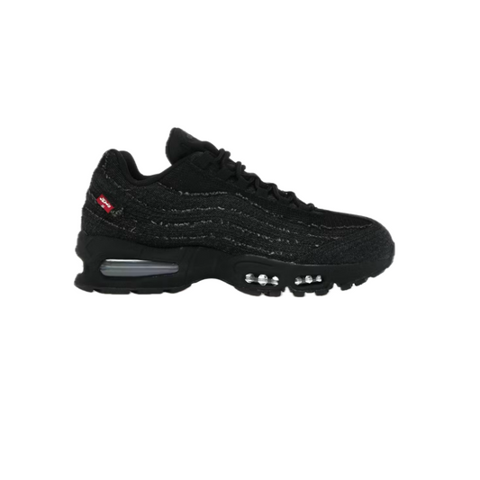 Nike Air Max 95 OG Levis ‘Black’ in all-black colourway, side profile on white background.