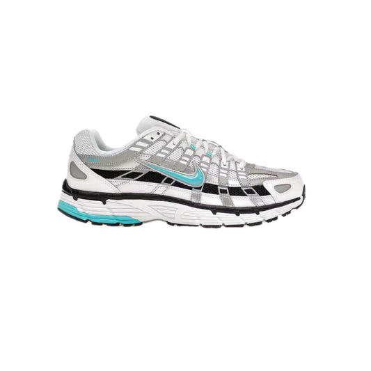 Nike P-6000 Dusty Cactus sneakers – white and grey mesh upper with turquoise Dusty Cactus detailing, retro running silhouette, brand new with box.