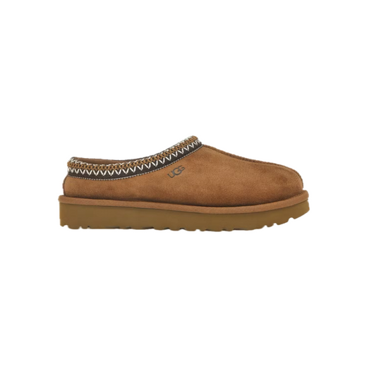 UGG Tasman Slipper Chestnut women’s – side view in brown suede.