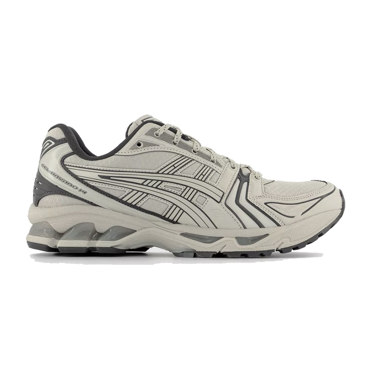 ASICS GEL-KAYANO 14 White Sage Graphite Grey 1203A412-020 trainers – outer side profile on white background