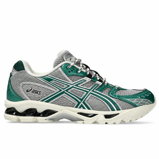 ASICS GEL-NIMBUS 10.1 Seal Grey Jasper Green 1203A674-020 trainers – side profile on white background