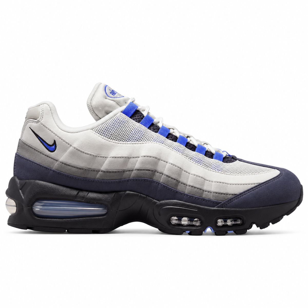 Nike Air Max 95 Big Bubble Photon Dust Sapphire trainers, side profile on white background – HM4740-009