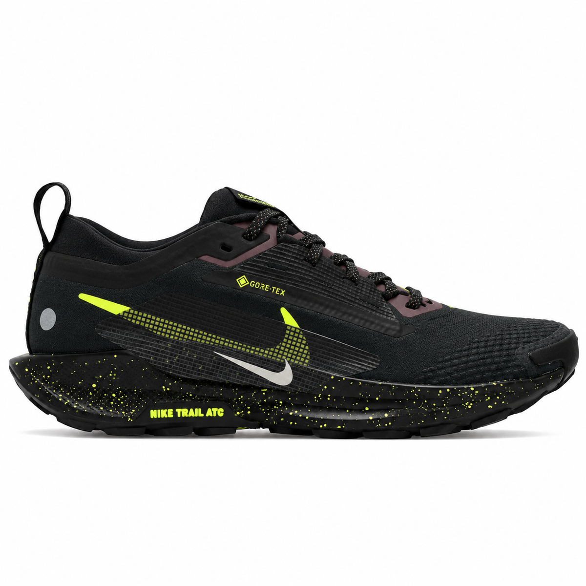Nike Pegasus Trail 5 Gore-Tex Women's Black Volt Ice FQ0912-009 waterproof trail running shoes – side profile on white background